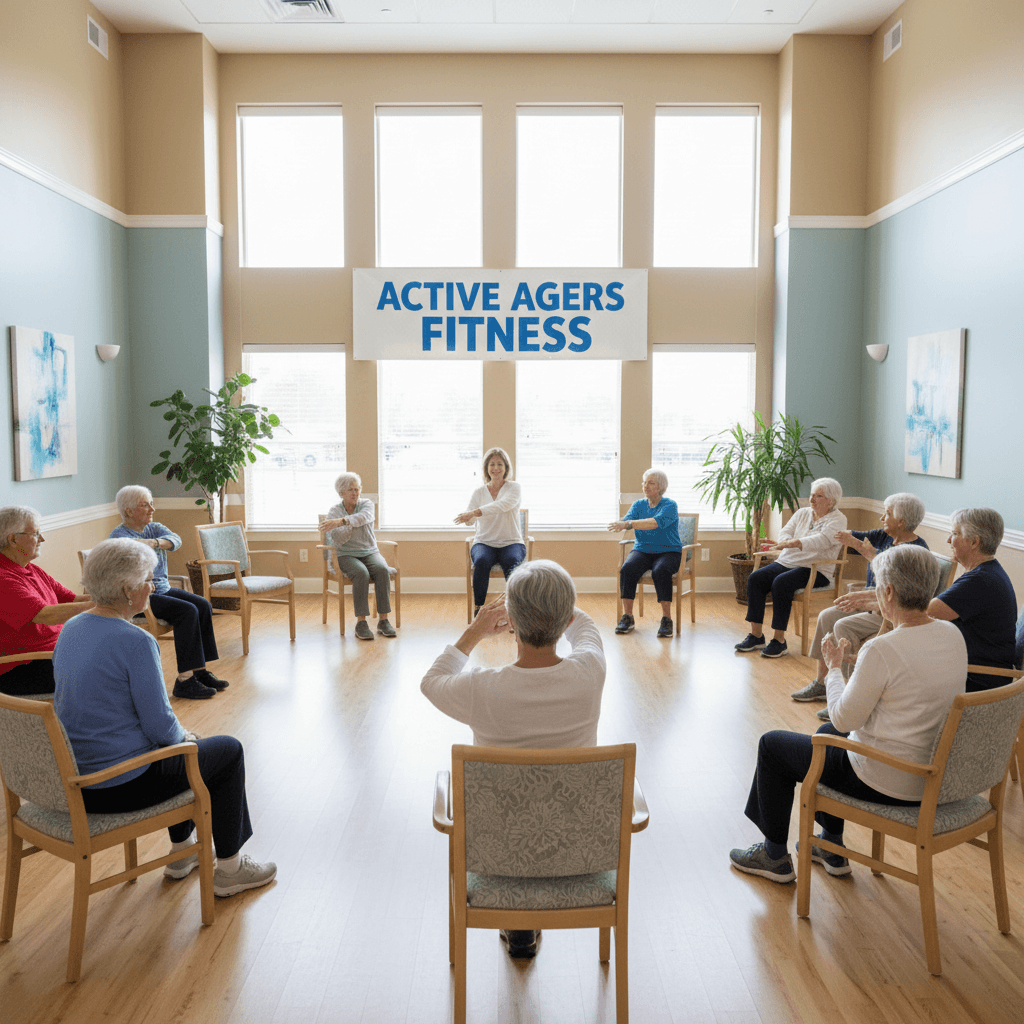 Morning chair exercise session with residents