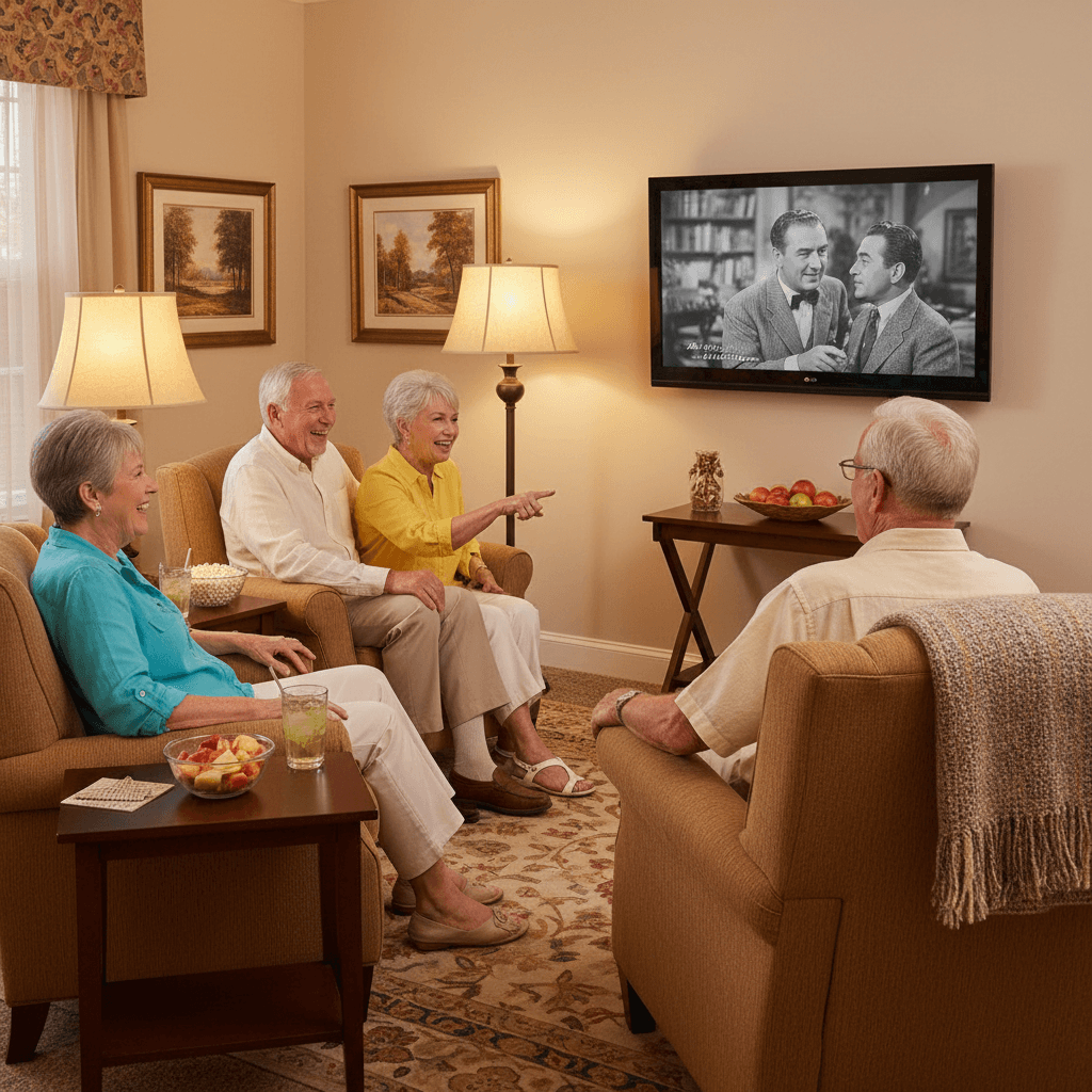 Residents gathered for a movie night